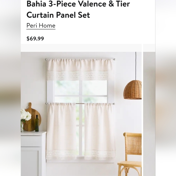 NWT peri home 3 pc valance and tier set Bahia Beige Rustic Curtains - Picture 1 of 8